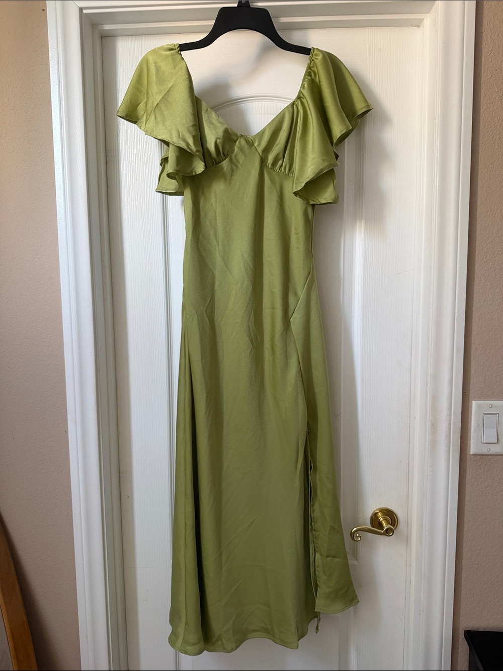 Sage Green Flutter Sleeve Maxi Dress